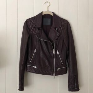ALL SAINTS leather biker jacket in Oxblood